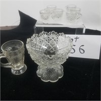 Pineapple Pressed Glass Doll Dishes