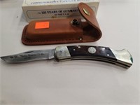 Marlin lockback knife 4" blade w leather holster