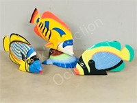 3 wood hand painted fish ornaments