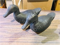 Pair of hand made wood duck decoys