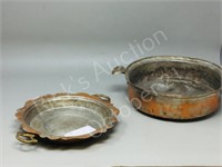 2- vintage copper pans