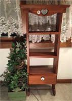 Wooden shelf & artificial plant