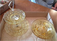 Amber glass serving pieces