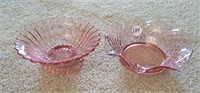 2 Pink depression glass bowls