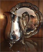 Silver plate Pitcher & serving tray
