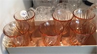 Pink depression glass - 6 stemware