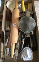 Kitchen utensils, wooden rolling pin