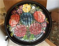 Floral round painted platter