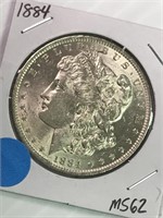 1884-O Morgan Silver Dollar MS62