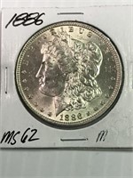 1886 Morgan Silver Dollar MS62