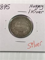 1895 Silver Hungary 1 kroner