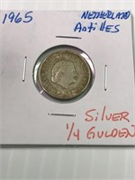 1965 Netherland-Antilles 1/4 Gulden-Silver