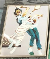 Vtg. mirrored clown picture