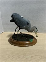 Artist Carved Blue Heron By W. Tracey 1987