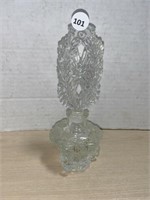 Clear Pressed Glass Perfume Bottle With Beaded