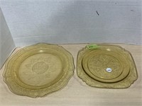 2 Yellow Depression Glass Plates