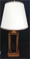 Table lamp wood and glass with brass accents