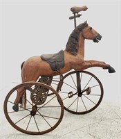 Antique child's carved wood and metal horse