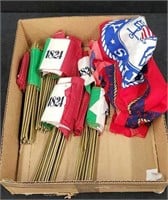 Box of small flags, US Navy cloth