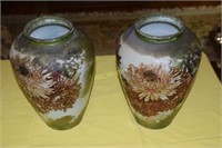 2 Handpainted vintage floral vases