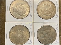 4 Silver Dollars - 1921-D Morgan, 1922, 1922 &