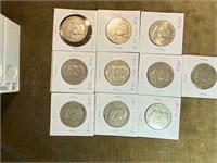 Franklin Half Dollars - 1949, 1952, 1952, 1951-D,