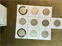 Franklin Half Dollars- 1952, 1949, 1948, 1957-D,