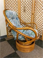 #1 Rattan Swivel Rocker papasan chair w/ blue