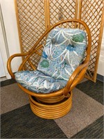 #2 Rattan Swivel Rocker papa-san chair with blue