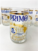 6 Vintage Primo Beer drinking Glasses