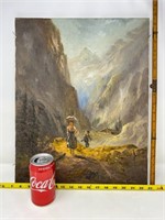 Signed Oil Painting of woman in valley