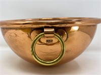 Made in France Copper bowl with hook and rolled