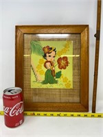 Vintage framed Hawaiian Betty Boop hula painting