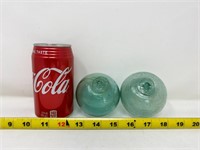 Two Marked Small Glass fisherman floats