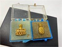 Two 14k Dole Pineapple Pins