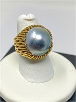 14k gold Mabe pearl ring