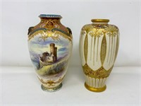 Two small handpainted porcelain vases