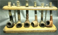 Antique Pipe Stand with Pipes