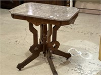Walnut Victorian Chocolate Marble Top Parlor