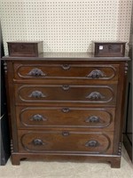 Antique Walnut Four Drawer Chest of Drawers w/