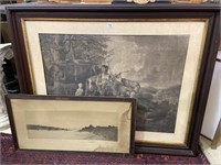 Lot of 2 Very Old Framed Prints-