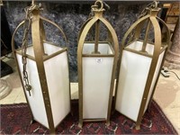 Lot of 3 Lg. Vintage Hanging Light Fixtures-
