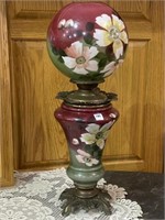 Floral Painted Dbl Globe Electrified Lamp