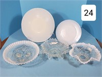 Lot of (3) Opalescent Fluted Bowls