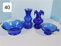 Lot of (5) Cobalt Glass Pieces