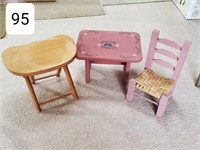 Child's Cottage Table & Rush Seat Chair