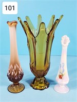 Pair of Fenton Art Glass Opalescent Bud Vases