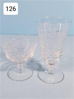 Set of Etched Footed Stemware