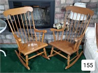 Pair of Early American Maple Comb Back Rockers
