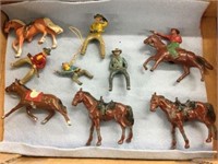 (5) Cast Metal Mounted Cowboys